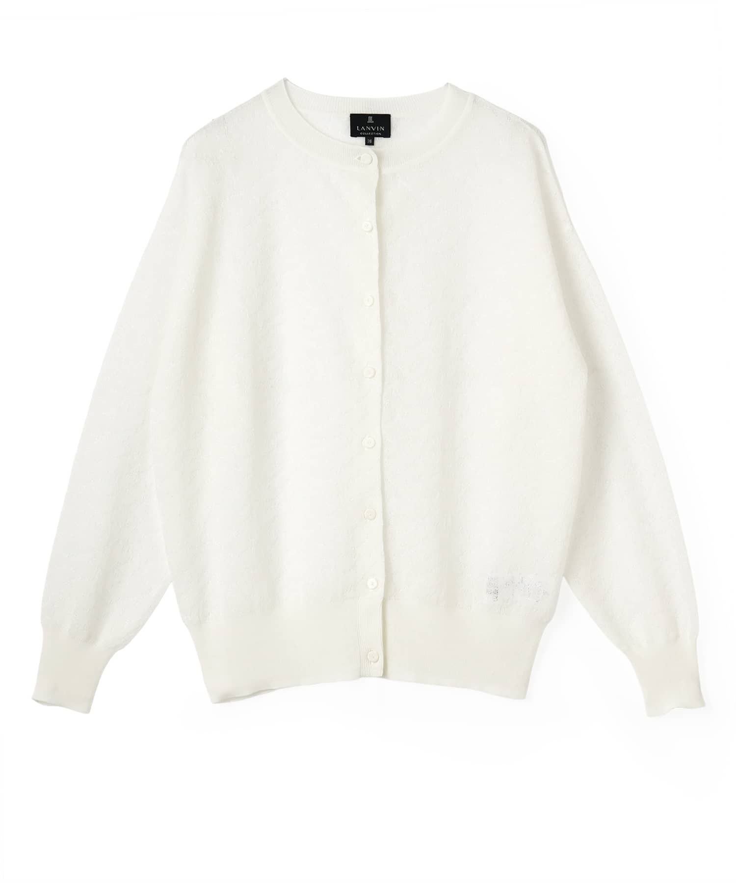 LANVIN COLLECTION レオパード袋ジャカードカーディガン ランバン コレクション トップス ニット ブラック ホワイト【送料無料】