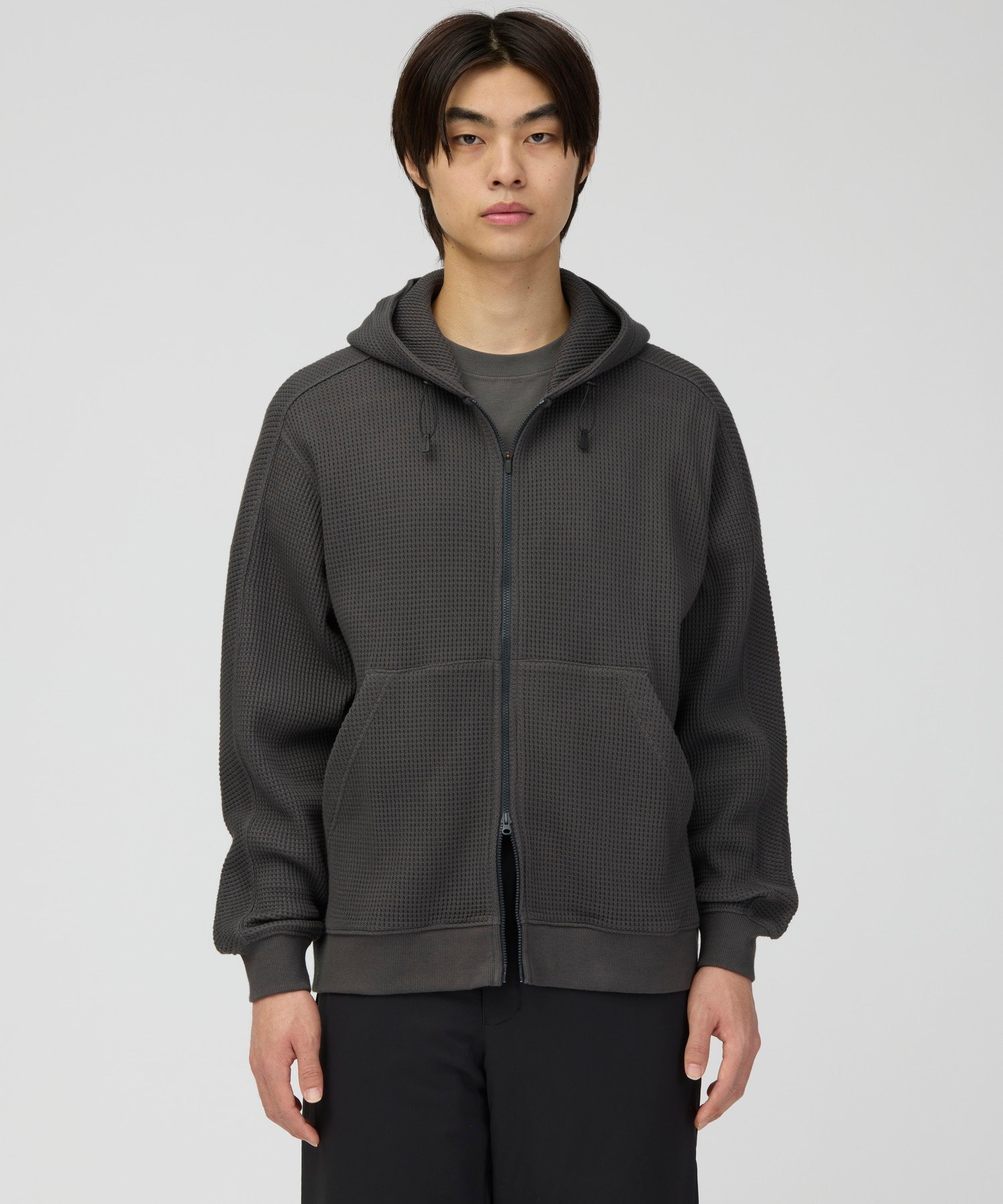 Snow Peak Heavyweight Waffle Zip Parka スノーピーク トップス パーカー・フーディー ブラック グレー【送料無料】