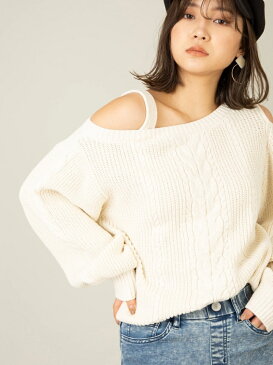 【SALE/27%OFF】CECIL McBEE ラメ入りタンクワンショルケーブルニット セシルマクビー ニット ニットその他 ホワイト グリーン パープル
