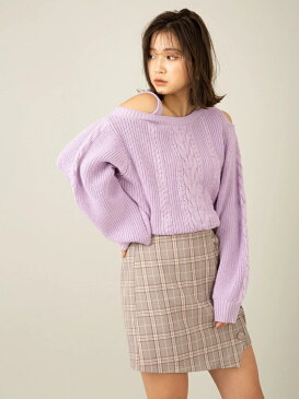 【SALE／27%OFF】CECIL McBEE ラメ入りタンクワンショルケーブルニット セシルマクビー ニット ニットその他 ホワイト グリーン パープル