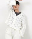 【SALE/50%OFF】OPAQUE.CLIP カギ針編み風ニットカーディガン【洗濯機洗い可】 オペークドットクリップ トップス カーディガン ホワイト ブラック(4)