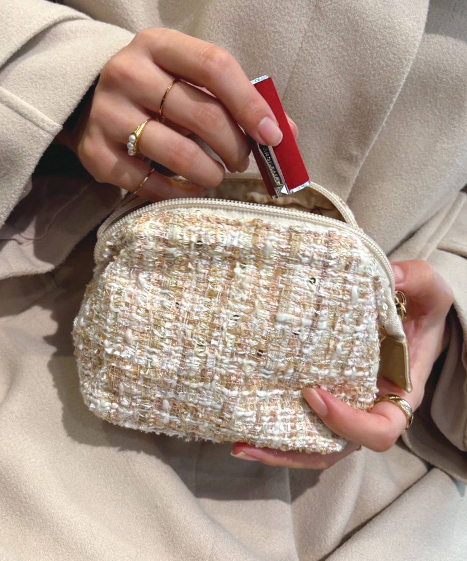 【SALE／72%OFF】CORNERS ツイードポーチ コーナーズ 財布・ポーチ・ケース その他の財布・ポーチ・ケース グリーン ベージュ ピンクのサムネイル