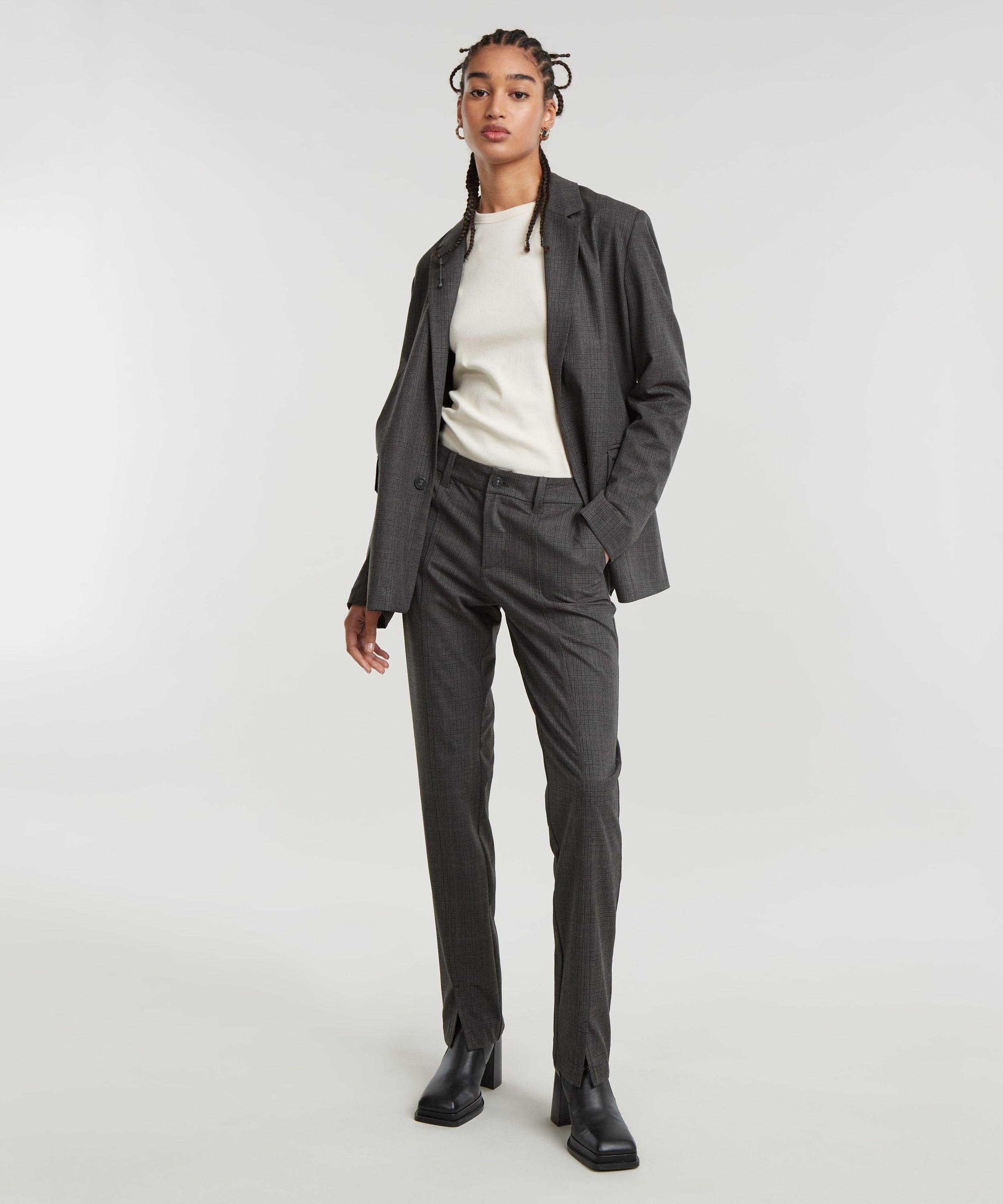 【公式ショップ】FRONT SLIT CHINO/スリットデザインチェックチノパンツ ジースターロゥ パンツ チノパンツ グレー