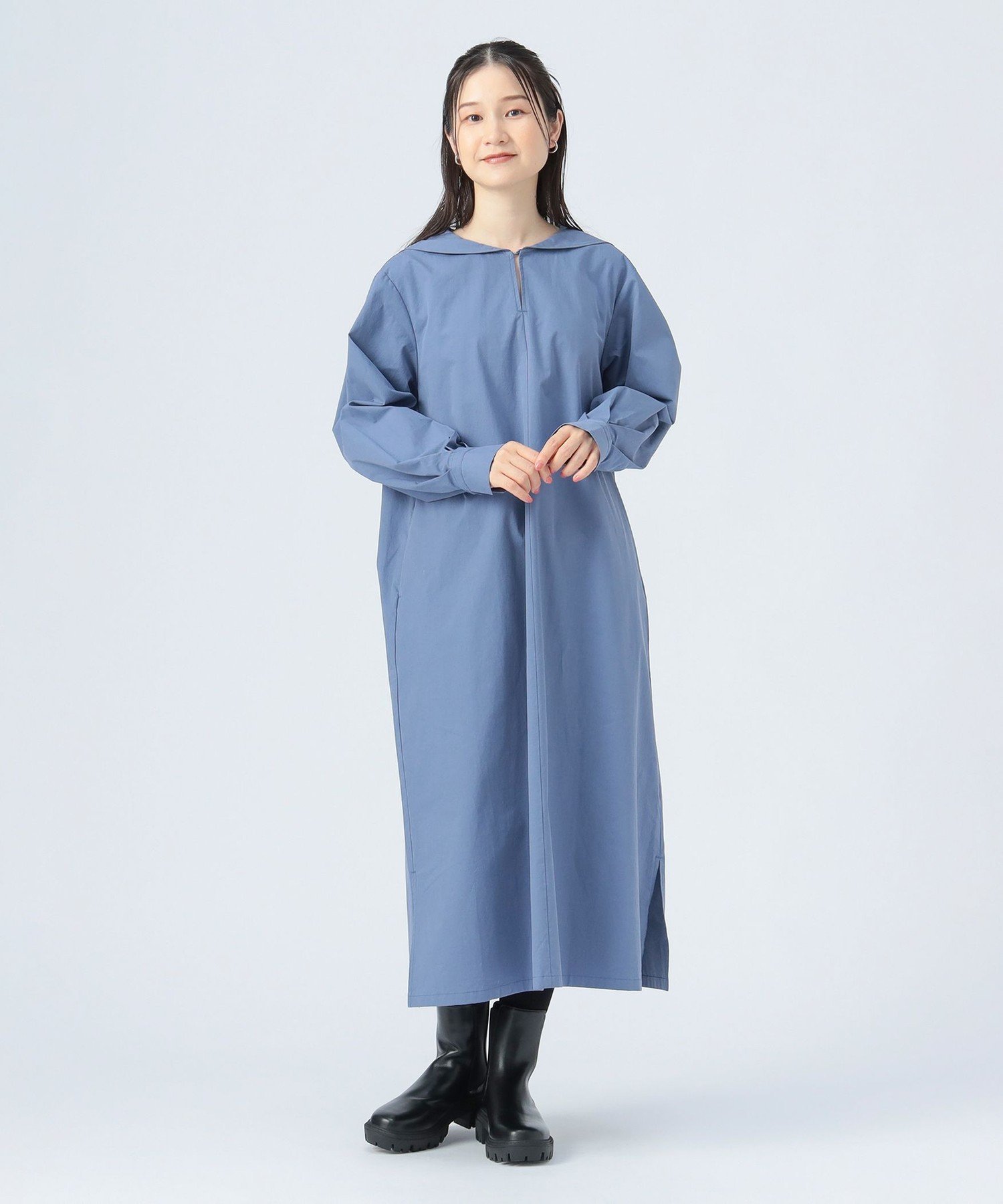 【SALE／30%OFF】BEAMS HEART WOMEN セーラー カラー ワンピース ビームス ハート ワンピース・ドレス その他のワンピース・ドレス ブラック ブルー【送料無料】