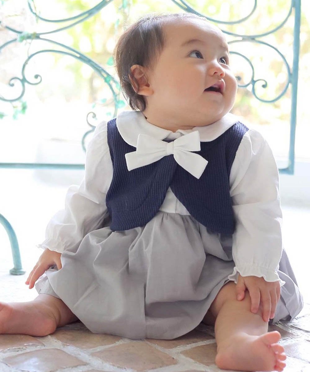 BACKYARD FAMILY 【Aenak】ボレロリボン付きフォーマル風ロンパース ローラ マタニティウェア・ベビー用品 ロンパース・カバーオール グレー ネ...