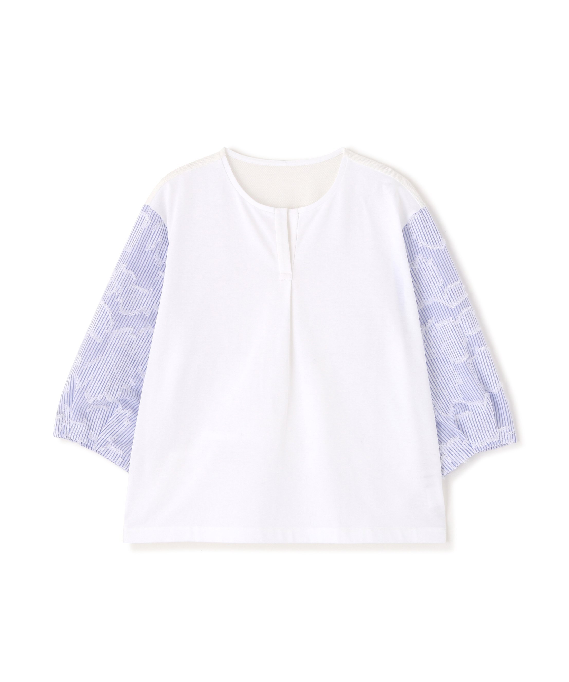 human woman ◆カットジャガードストライプトップス ヒューマン ウーマン トップス カットソー・Tシャツ ベージュ ブルー