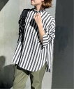 Spick & Span ≪WEB限定追加予約≫フリルカラーストライプシャツ スピックアンドスパン トップス シャツ・ブラウス ネイビー【送料無料】
