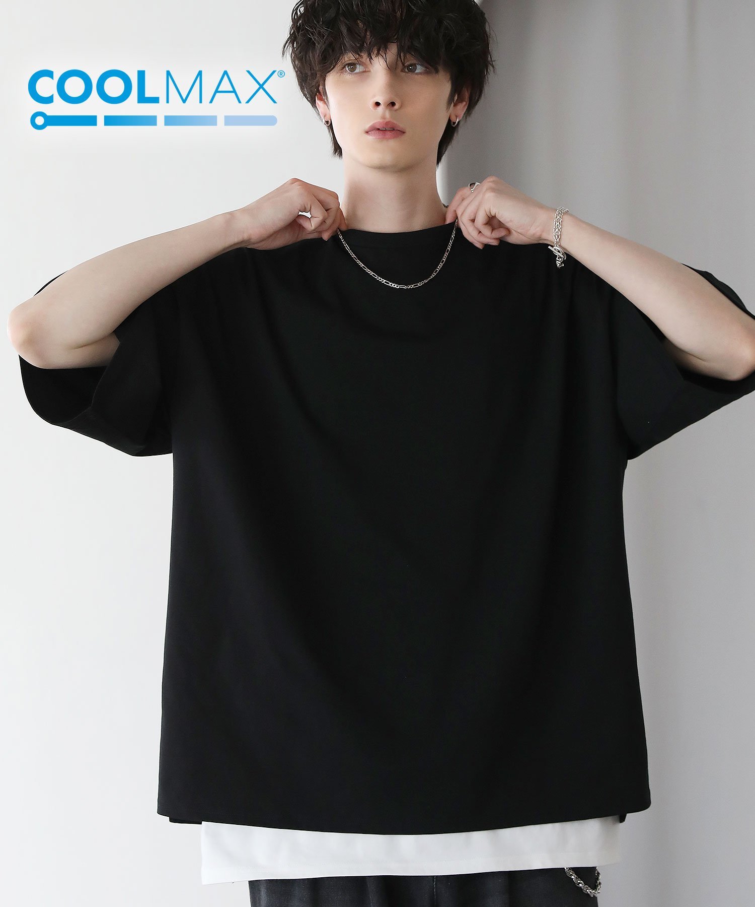 ASTRONOMY コットンミックスCOOLMAX(R)ビッグシルエットTシャツ カジュアル トップス カットソー・Tシャツ ブラック ブルー グレー ホワイト