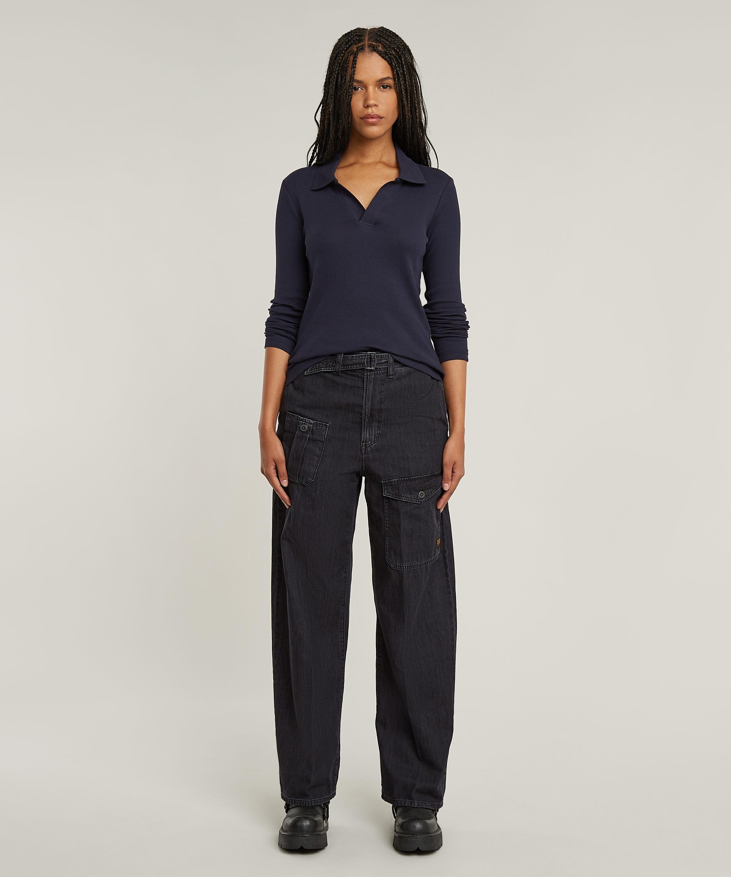 【公式ショップ】BELTED CARGO LOOSE JEANS/ワイドルーズカーゴデニムパンツ ジースターロゥ パンツ カーゴパンツ ブラック