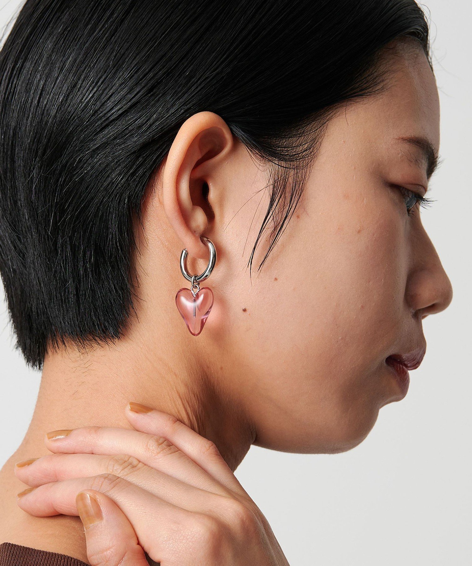 【SALE／10%OFF】CITEN ＜CITEN＞カラバリクリアハートイヤリング シテン アクセサリー・腕時計 イヤリング・イヤーカフ ブラック レッド オレンジ ピンク ホワイト イエロー