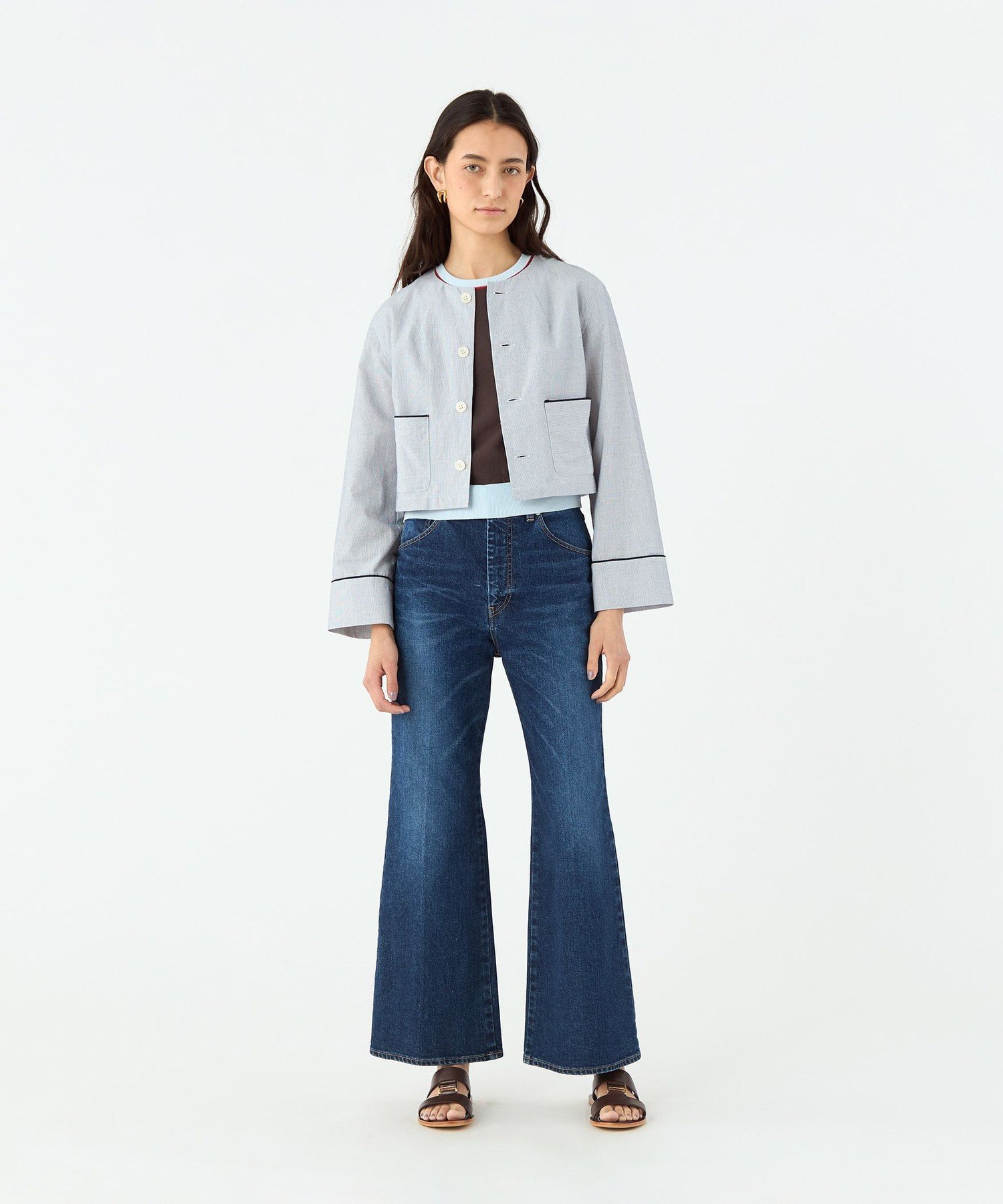 【SALE／60%OFF】MACPHEE コットンコード クルーネックジャケット トゥモローランド ジャケット・アウター ノーカラージャケット ネイビー【送料無料】