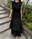 【SALE/49%OFF】JUNOAH 楊柳シフォンバックレースアップワンピース ジュノア ワンピース・ドレス ワンピース ホワイト ブラック グレー【送料無料】