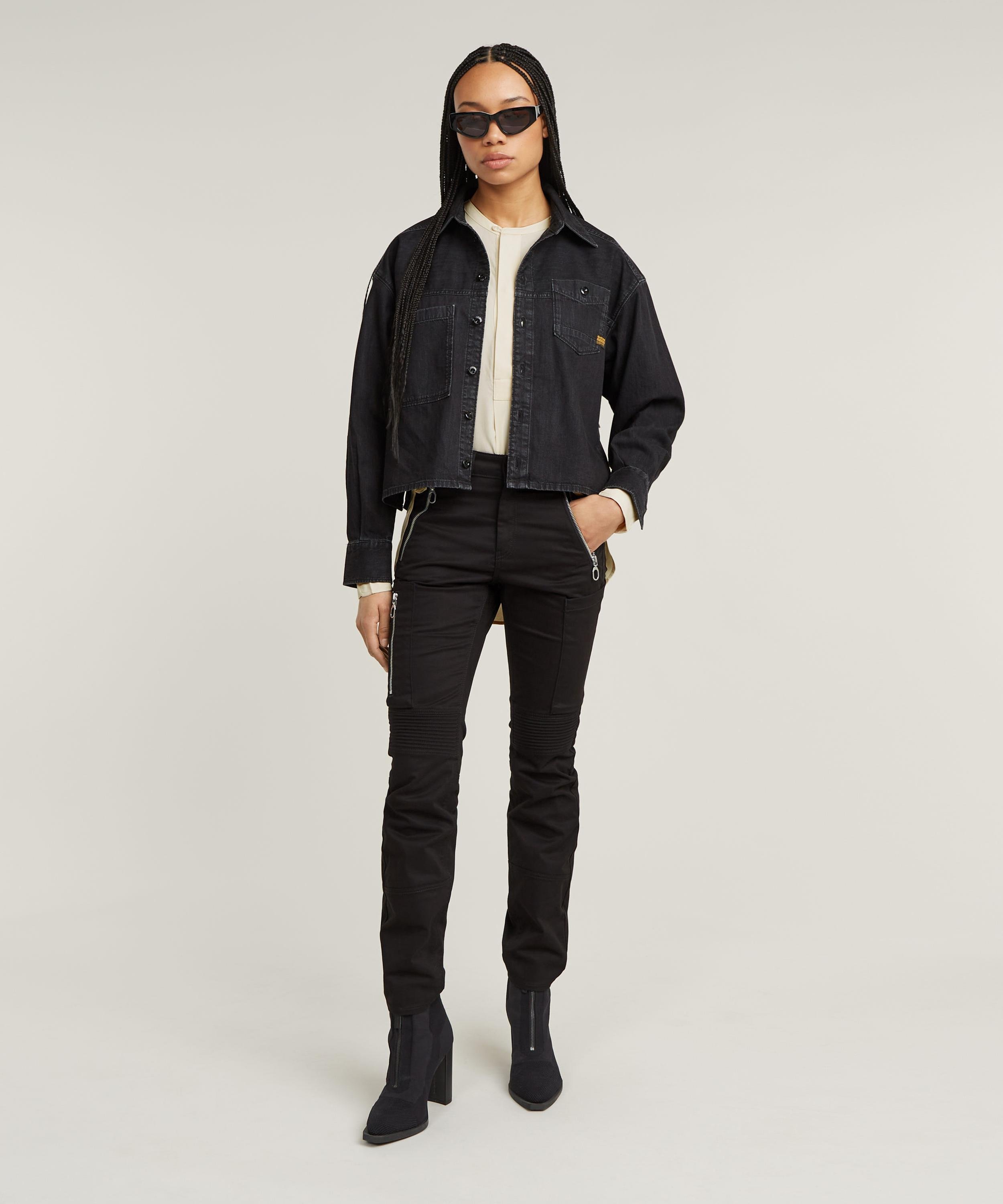 【公式ショップ】BIKER SKINNY CARGO PANTS/バイカーディテールハイウエストスキニーカーゴパンツ ジースターロゥ パンツ カーゴパンツ ブラック