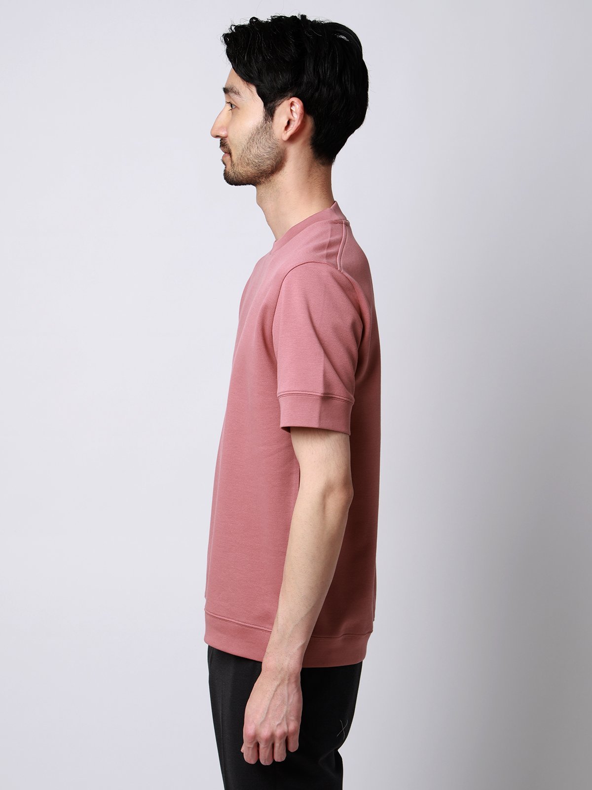 SUIT SQUARE Tシャツ 半袖 ウォッシャブル 吸水速乾 UVカット プレーティング鹿の子 無地 スーツ スクエア トップス カットソー・Tシャツ ピンク