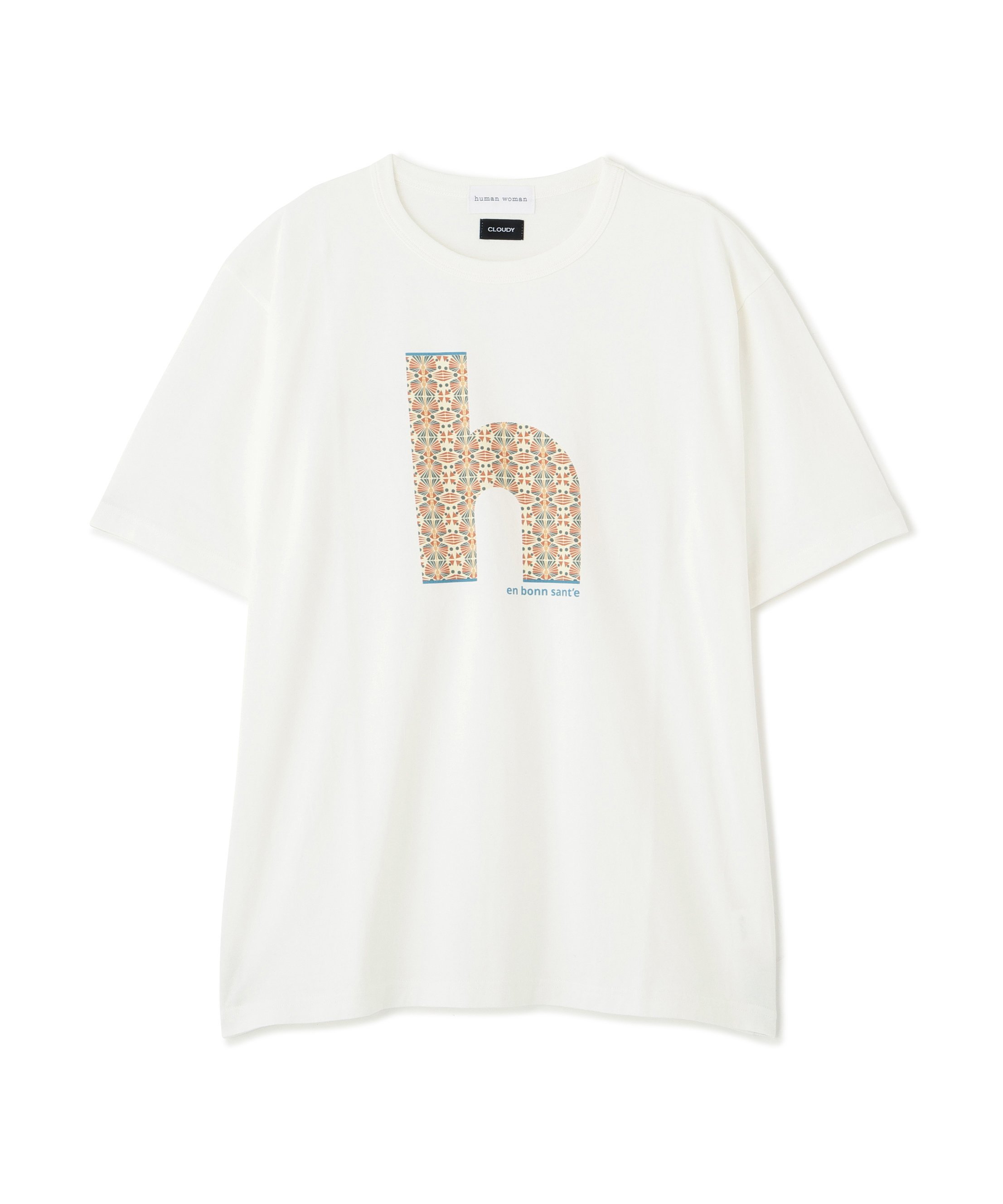 human woman 《 大人気! / CLOUDYコラボ 》アフリカンモチーフ プリントTシャツ ヒューマン ウーマン トップス カットソー・Tシャツ ネイビー ホワイト
