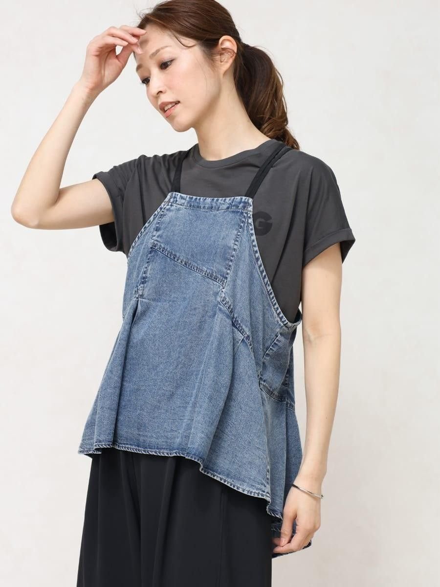 【セットアップ可能】テンセルフレアキャミビスチェ ラシュッド トップス その他のトップス ブルー ブラック