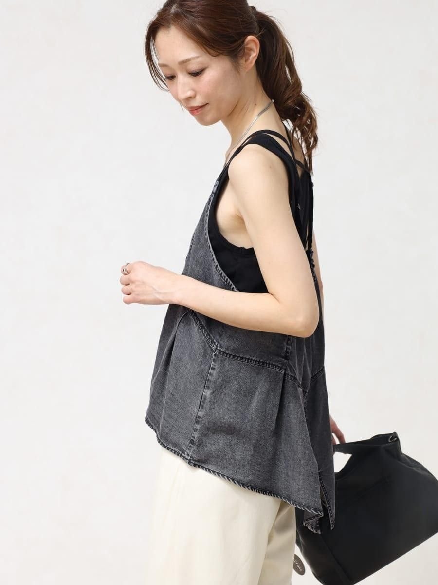 【セットアップ可能】テンセルフレアキャミビスチェ ラシュッド トップス その他のトップス ブルー ブラック