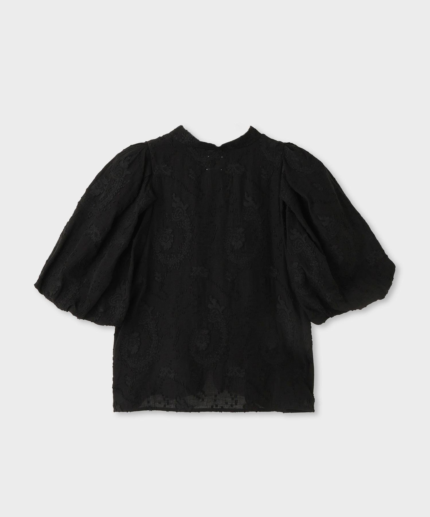 REALM 【一部店舗限定】【REALM(レルム)】JACQUARD PUFF SLEEVE BLOUSE｜袖ボリュームブラウス ロペ トップス シャツ・ブラウス ブラック ホワイト