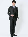 m.f.editorial 光沢ウール混 スリムフィット 2ボタン3ピーススーツ 千鳥黒 タカキュー スーツ・フォーマル セットアップスーツ ブラック【送料無料...