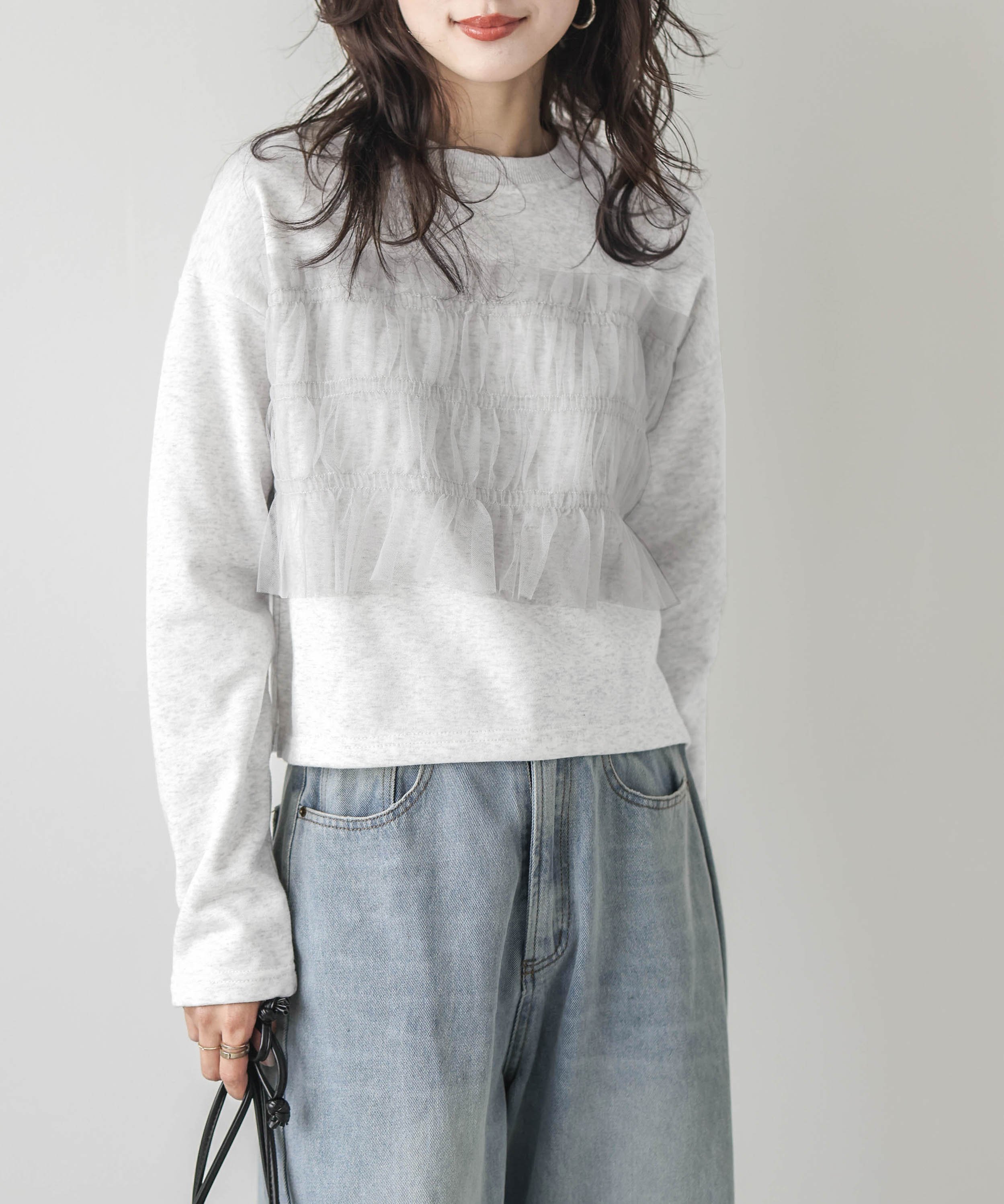 【SALE／48%OFF】La-gemme ビスチェ風 チュールドッキングトップス ラジュール トップス カットソー・T..