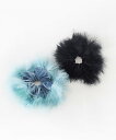Casselini Casselini(キャセリーニ)フェザートリミングシュシュ キャセリーニ ヘアアクセサリー ヘアゴム ブラック ブルー