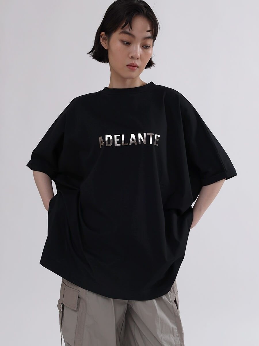 LASUD 箔ロゴオーバーカットソー ラシュッド トップス カットソー・Tシャツ ホワイト ブラック