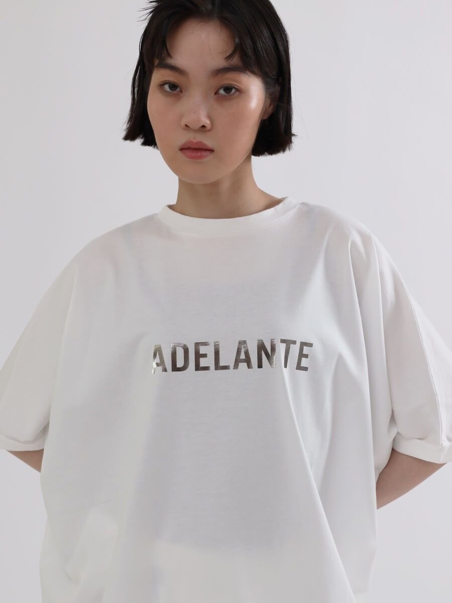 LASUD 箔ロゴオーバーカットソー ラシュッド トップス カットソー・Tシャツ ホワイト ブラック