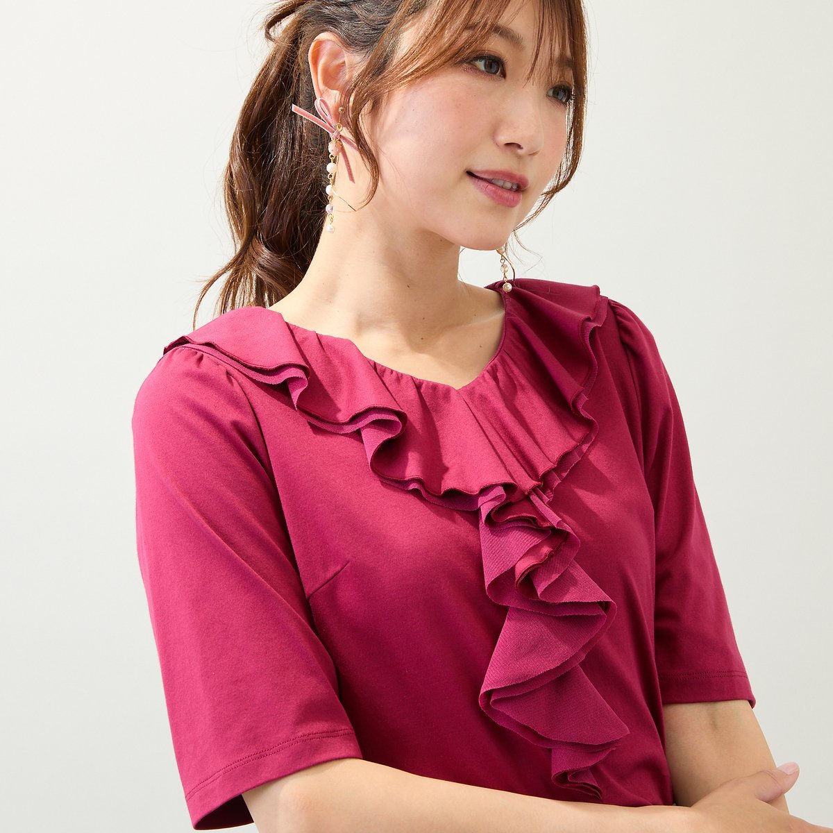 【SALE／30%OFF】Rose Tiara 【接触冷感/綿100%/手洗いOK】フリルカットソー ロー...