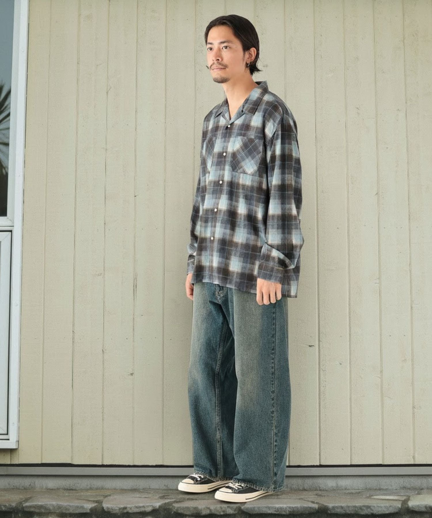 【SALE／40%OFF】B:MING by BEAMS プリント オンブレチェック オープンカラーシャツ 25AW チェックシャツ メンズ 長袖 羽織 はおり 速乾 ビーミング ライフストア バイ ビームス トップス シャツ・ブラウス ブラック レッド【送料無料】