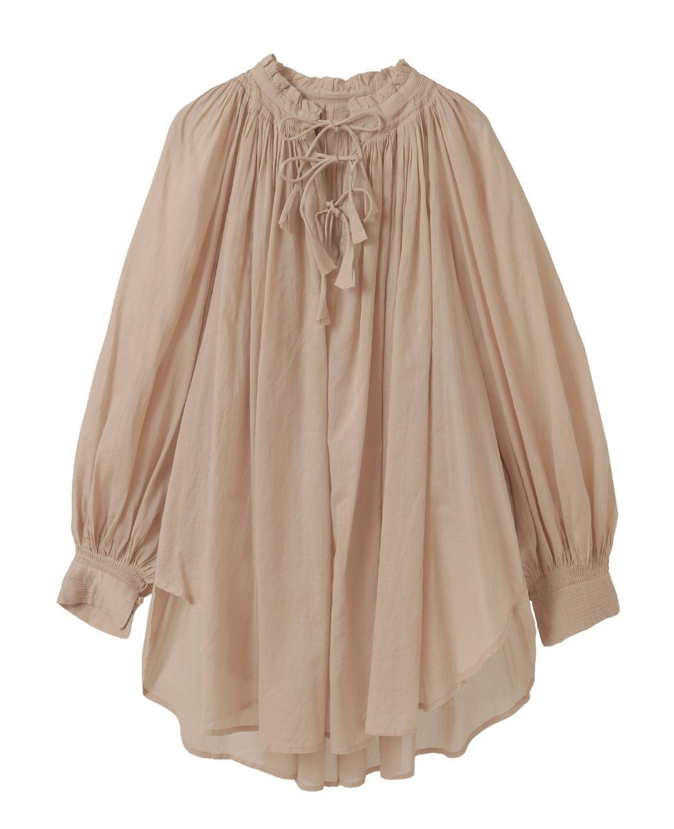 PLAIN PEOPLE コットンボイルタックギャザーブラウス プレインピープル トップス シャツ・ブラウス ネイビー ベージュ ピンク【送料無料】のサムネイル
