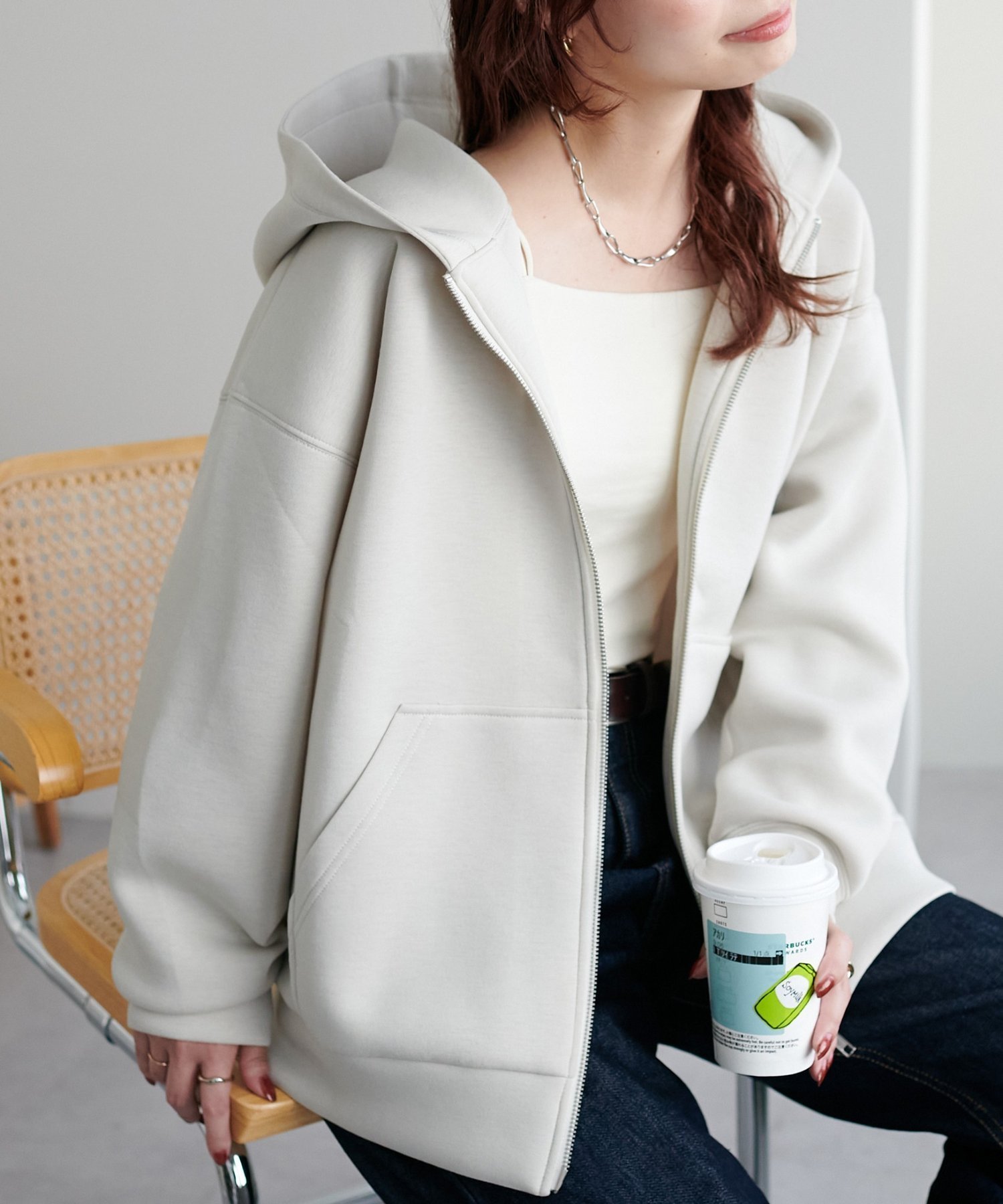 Discoat 【WEB限定】ダンボールビッグフードパーカー ディスコート トップス パーカー・フーディー グレー ネイビー ベージュ【送料無料】