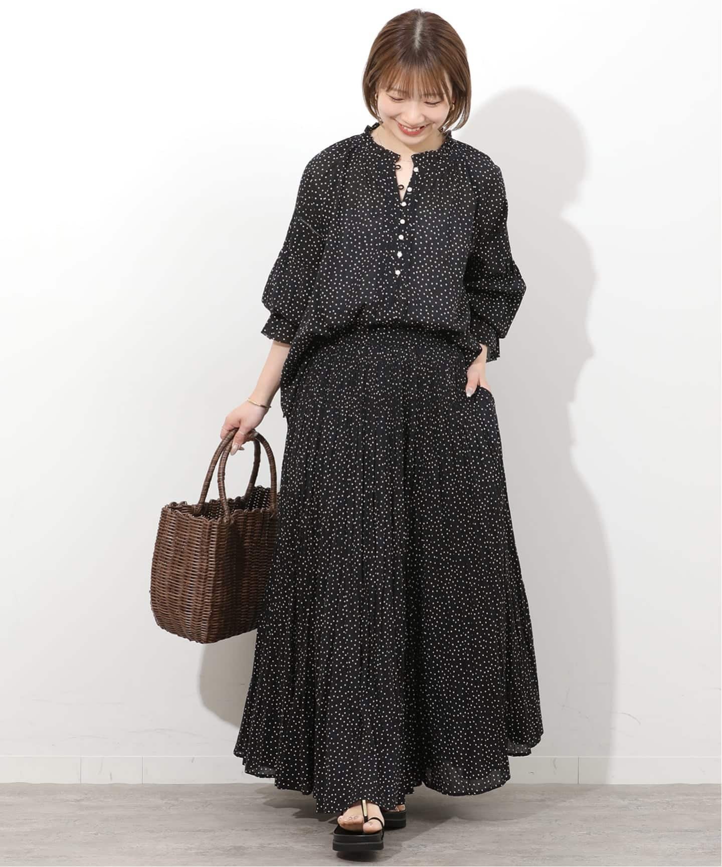 JOURNAL STANDARD relume コットンボイルクリンクルマーメイドスカート(ドット柄) ジャーナル スタンダード レリューム スカート ロング・マキシスカート ブラック