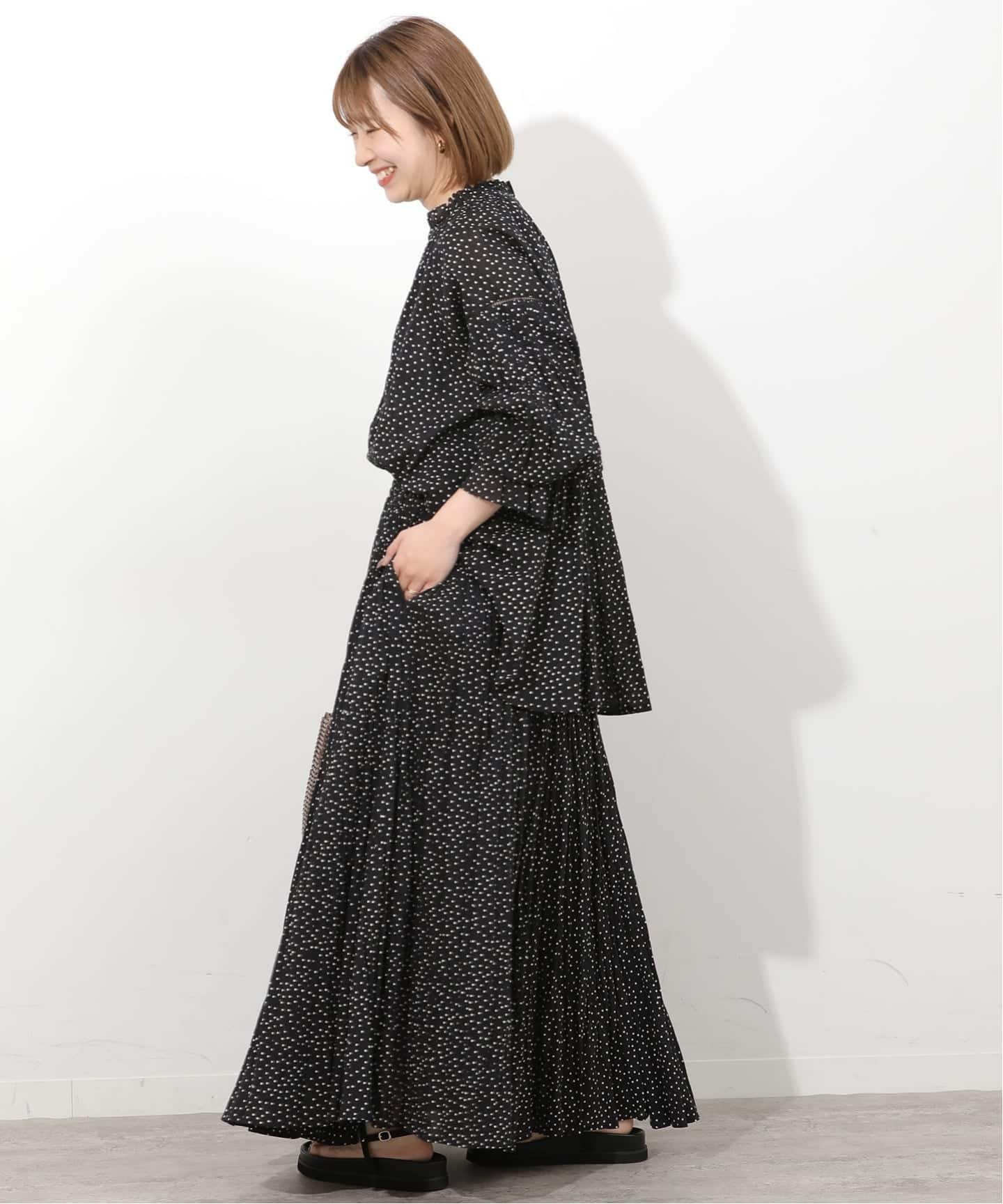 JOURNAL STANDARD relume コットンボイルクリンクルマーメイドスカート(ドット柄) ジャーナル スタンダード レリューム スカート ロング・マキシスカート ブラック