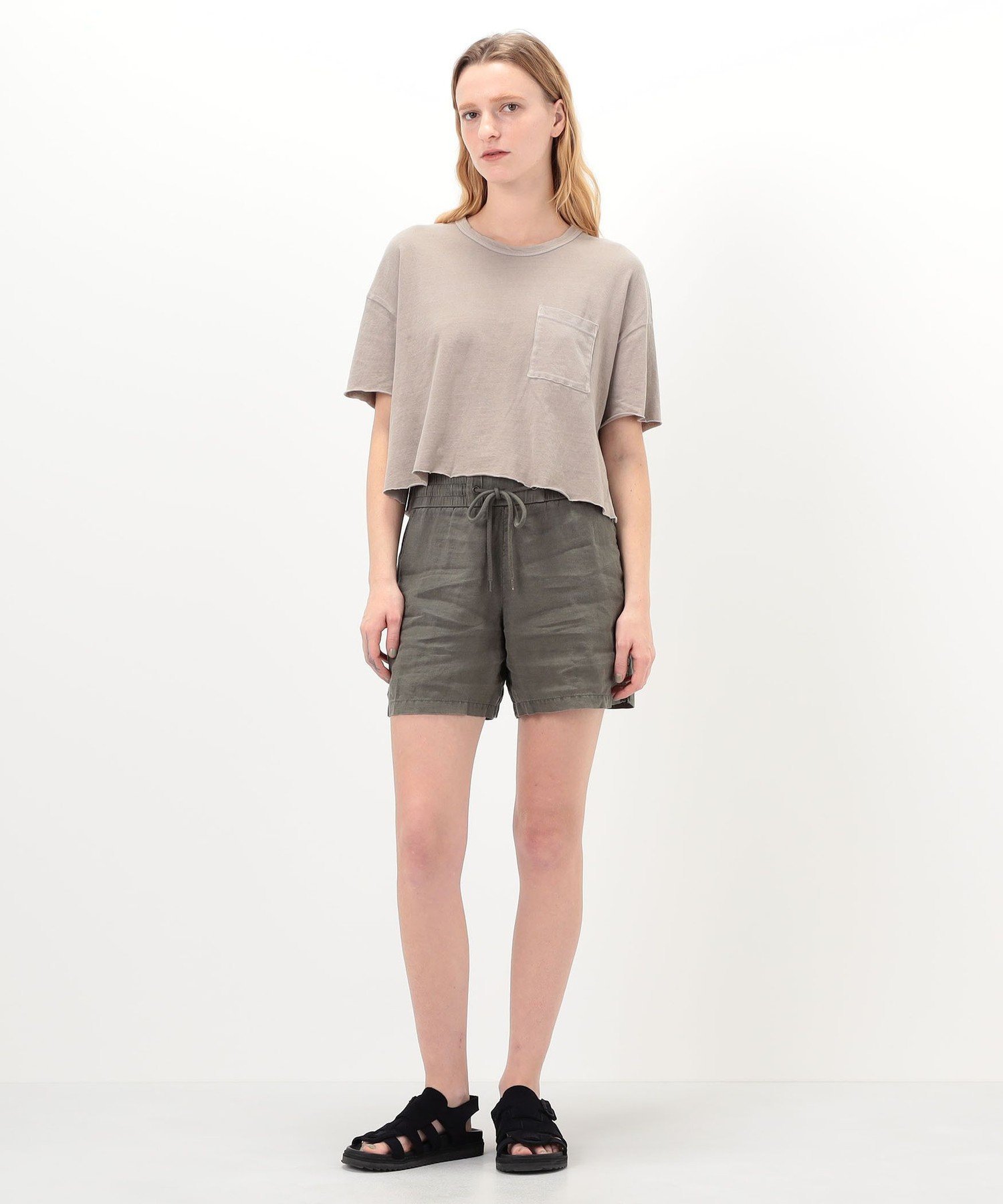 JAMES PERSE クロップドリラックスフィットポケットTシャツ WRBJ3168 トゥモローランド トップス カットソー・Tシャツ ベージュ ブラック【送料無料】