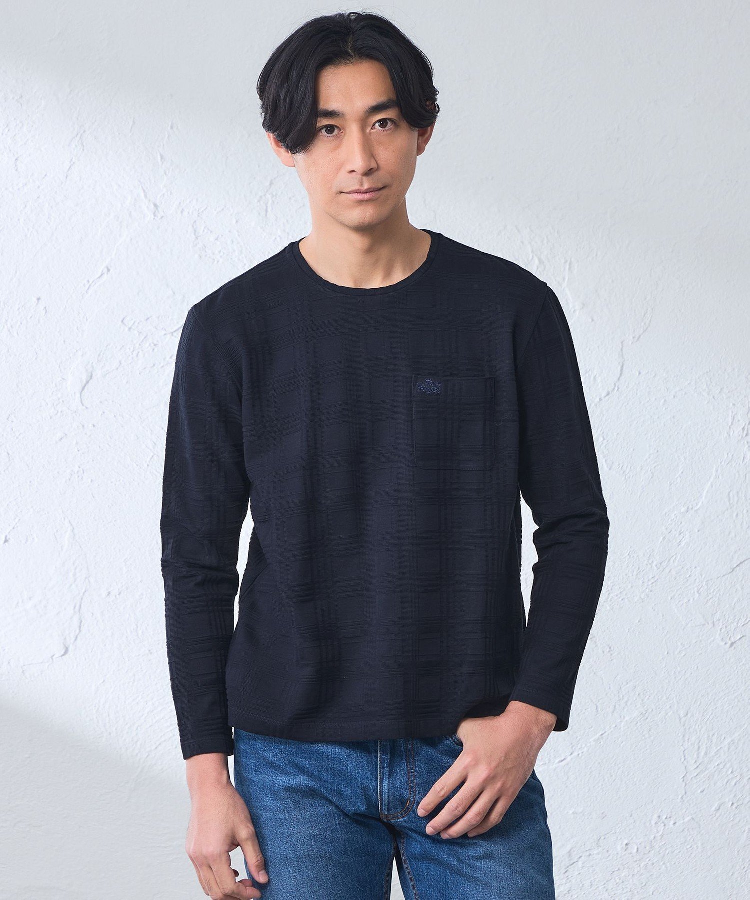 BAKER STREET シャドータータンロングスリーブTシャツ ベイカー・ストリート トップス カットソー・Tシャツ ネイビー ホワイト【送料無料】