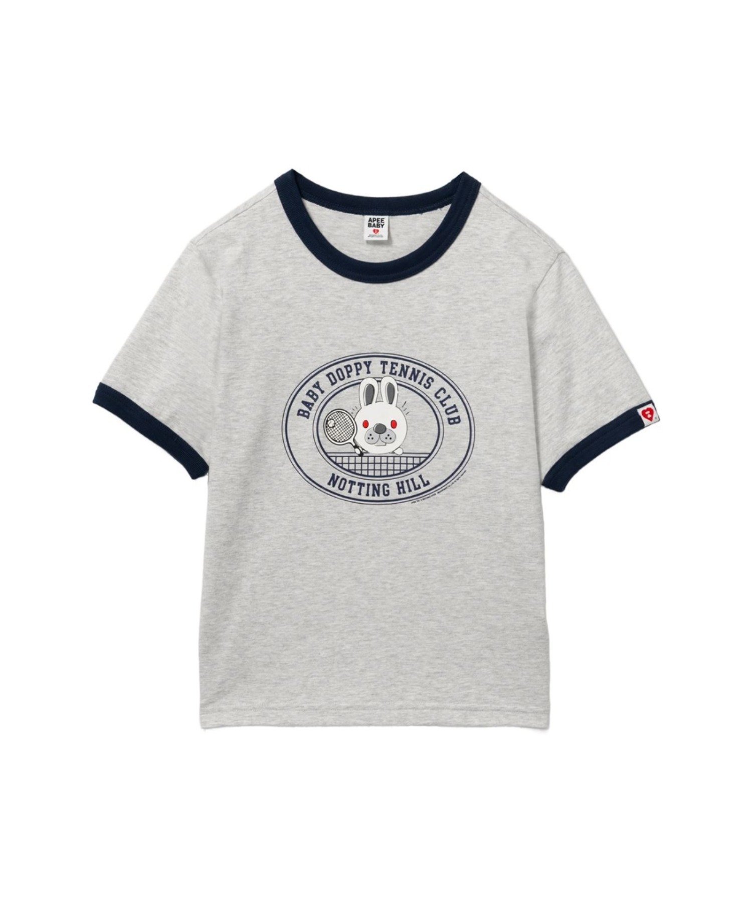 A BATHING APE BABY DOPPY PRINTED RINGER CROP TEE ア ベイシング エイプ トップス カットソー・Tシャツ ホワイト ネイビー グレー