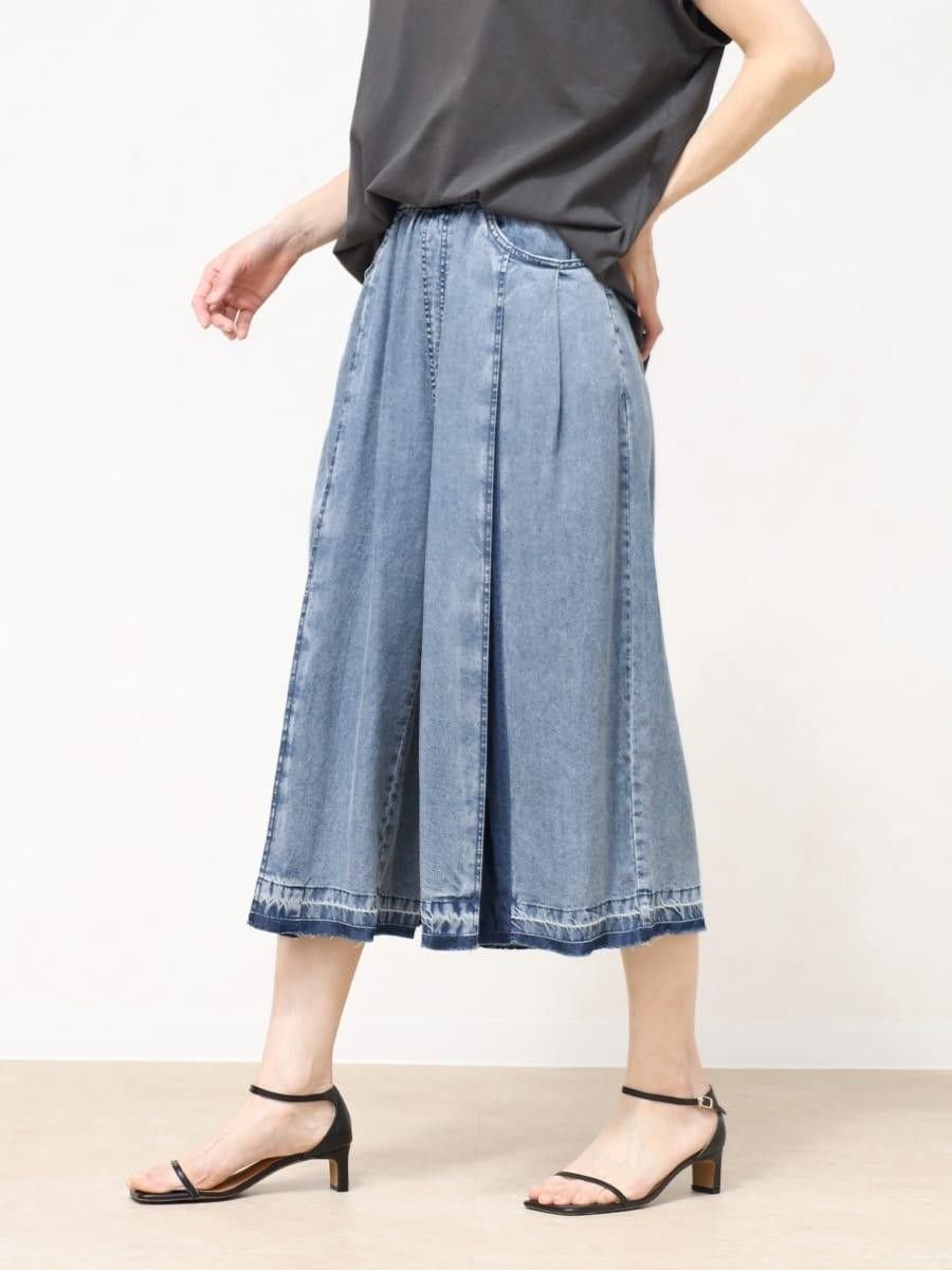 【セットアップ可能】テンセルタッククロップドパンツ ラシュッド パンツ その他のパンツ ブルー ブラック