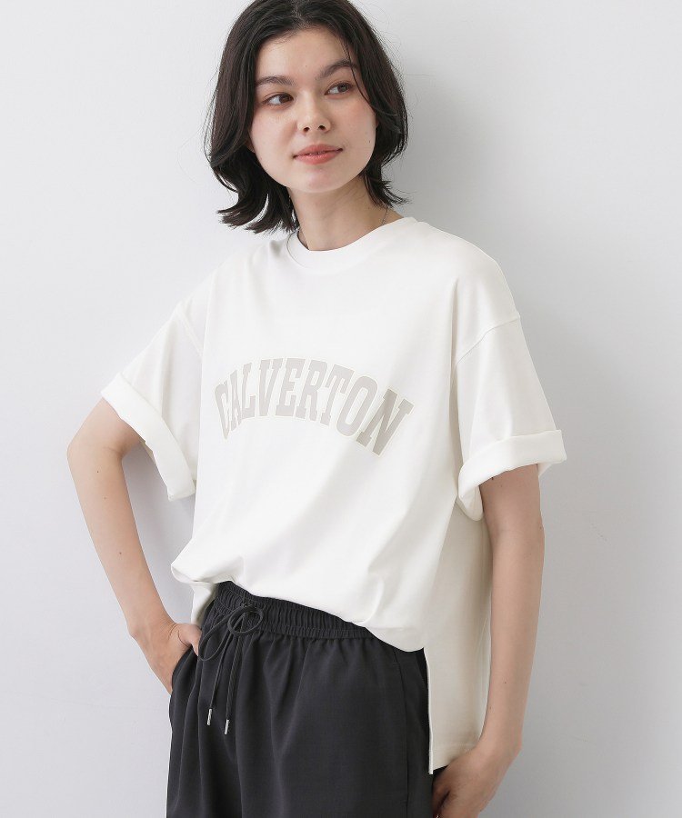【撥水加工】ロゴプリントTシャツ デッサン トップス カットソー・Tシャツ ブラウン グレー ホワイト