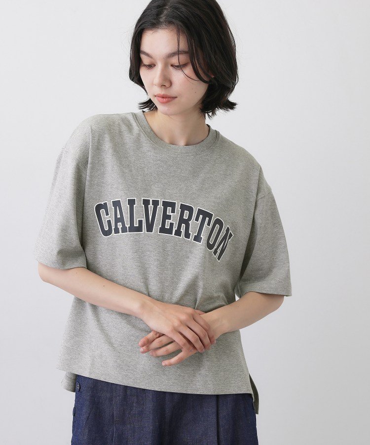【撥水加工】ロゴプリントTシャツ デッサン トップス カットソー・Tシャツ ブラウン グレー ホワイト