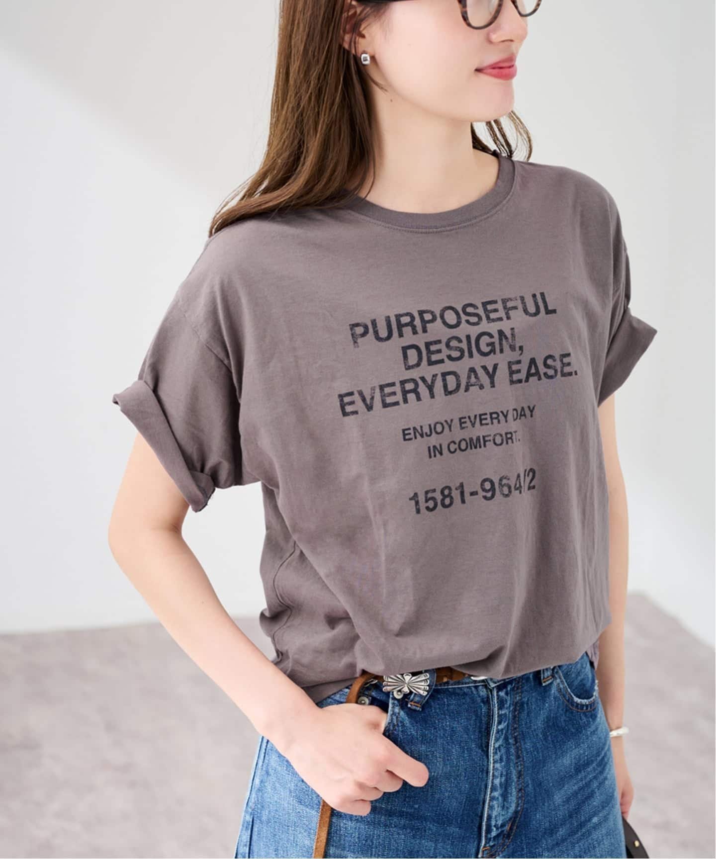 FRAMeWORK ≪追加≫カスレロゴプリントTシャツ フレームワーク トップス カットソー・Tシャツ ベージュ グレー ホワイト