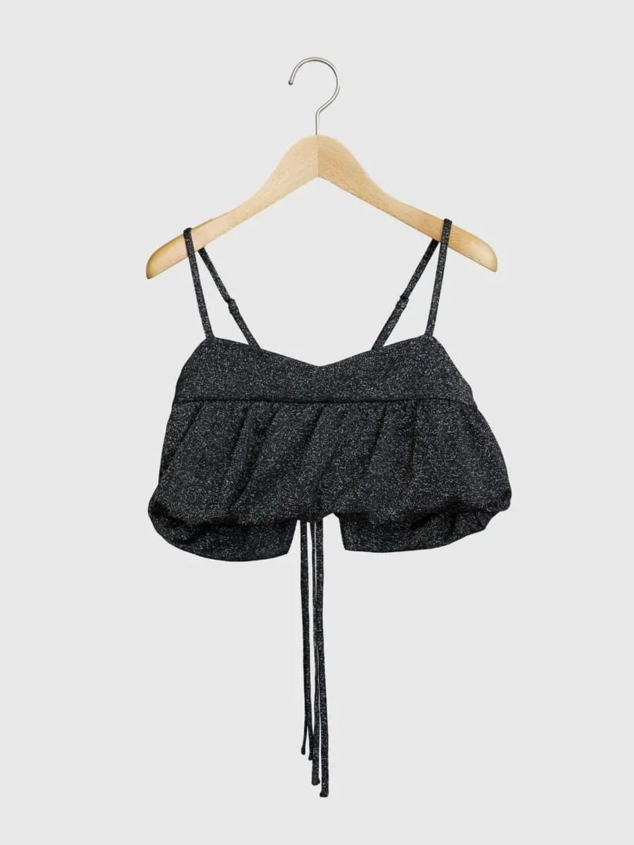 . Balloon lame bustier ラシュッド トップス その他のトップス ブラック ブラウン