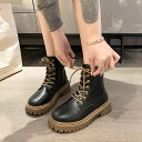 【SALE/35%OFF】miniministore 厚底ショートブーツ 韓国 編み上げブーツ ミニミニストア シューズ・靴 ブーツ ブラック ホワイト