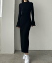 【SALE/42%OFF】JUNOAH Louere ロングワンピース ジュノア ワンピース・ドレス ワンピース ブラック ブラウン グレー【送料無料】