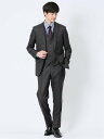 m.f.editorial 光沢ウール混 スリムフィット 2ボタン3ピーススーツ チェックグレー 【25SS】 メンズ セットアップ ジャケット ビジネス カジ...
