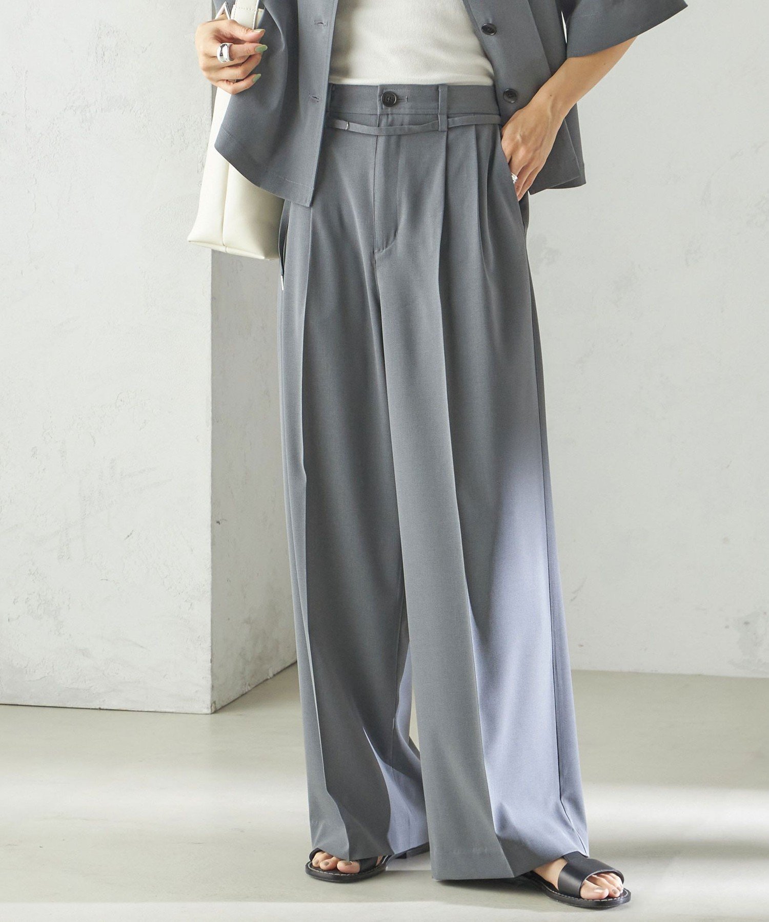 【SALE／50%OFF】SHIPS WOMEN ＜手洗い可能＞セミ ワイド イージー スラックス シップス パンツ スラッ..