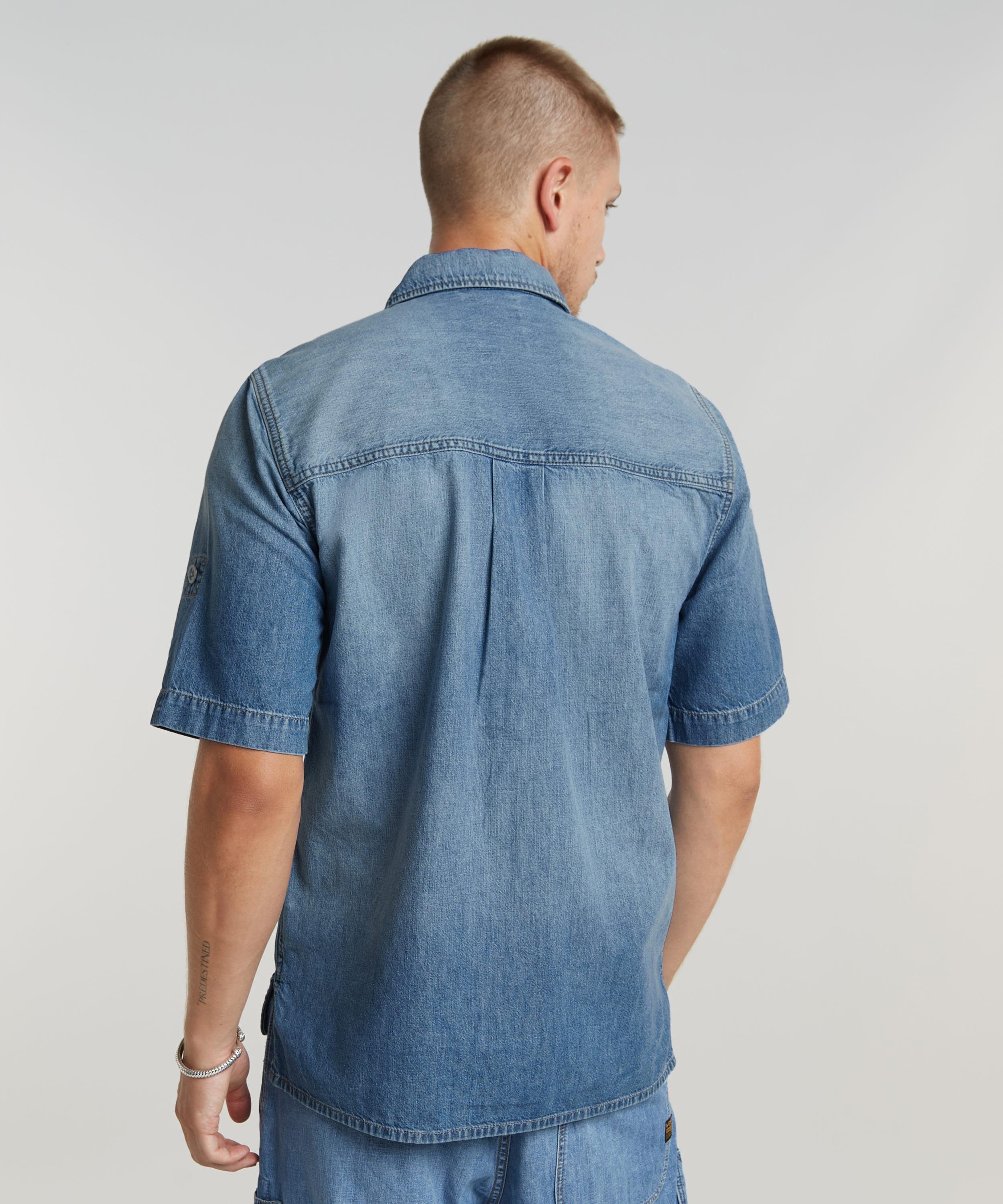 【公式ショップ】SLANTED DOUBLE POCKET REGULAR SHIRT/ダブルポケットレギュラーデニムシャツ ジースターロゥ トップス シャツ・ブラウス ブルー