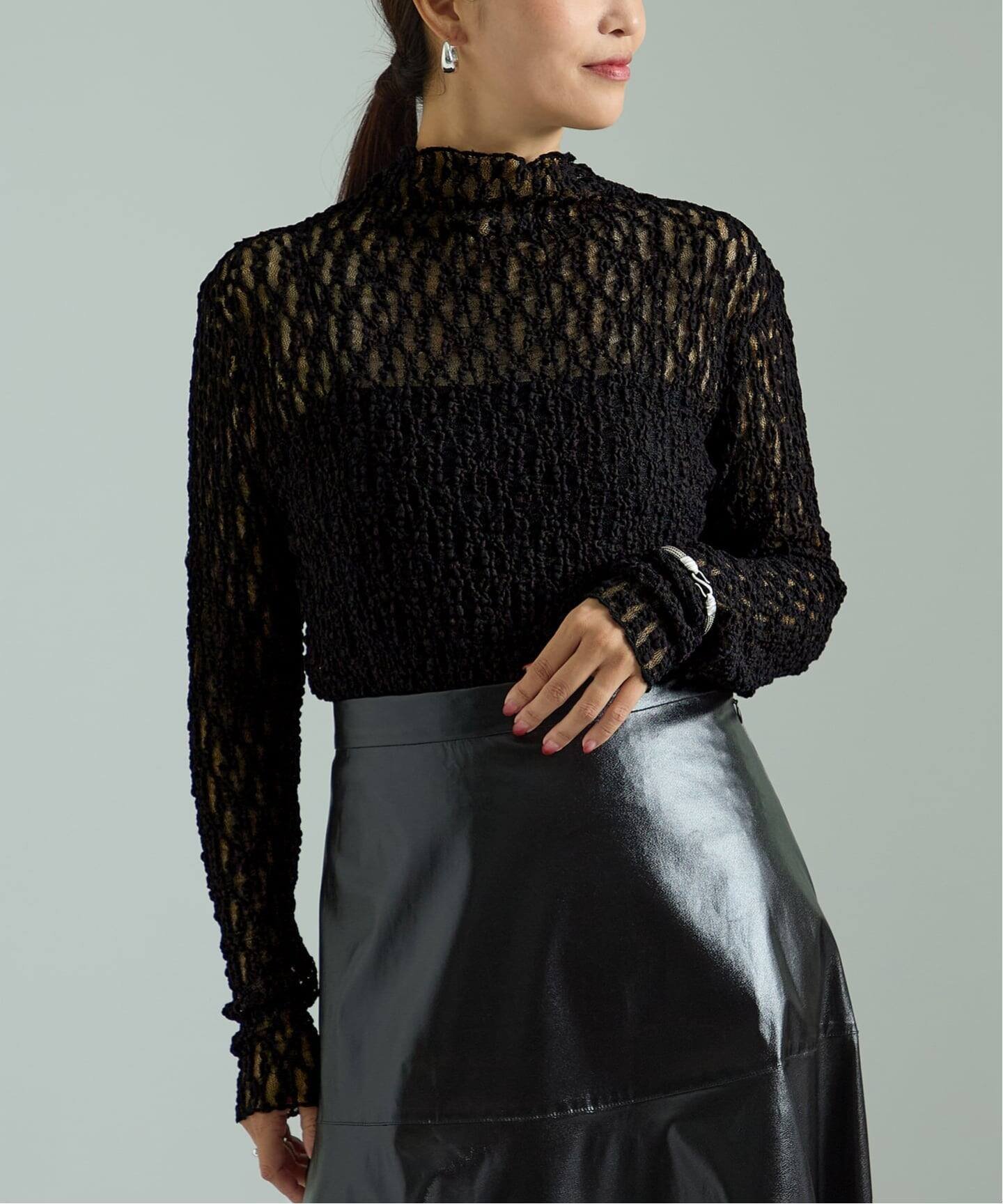 VERMEIL par iena stretch lace プルオーバー ヴェルメイユ パー イエナ トップス シャツ・ブラウス ブラック ワインレッド【送料無料】のサムネイル