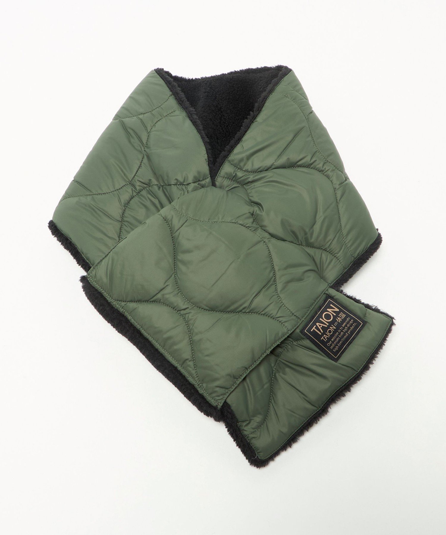 UNITED ARROWS green label relaxing ＜TAION＞ミリタリー リバーシブル ダウンマフラー ユナイテッドアローズ グリーンレーベルリラクシング ファッション雑貨 マフラー・ストール・ネックウォーマー グリーン ブラックのサムネイル