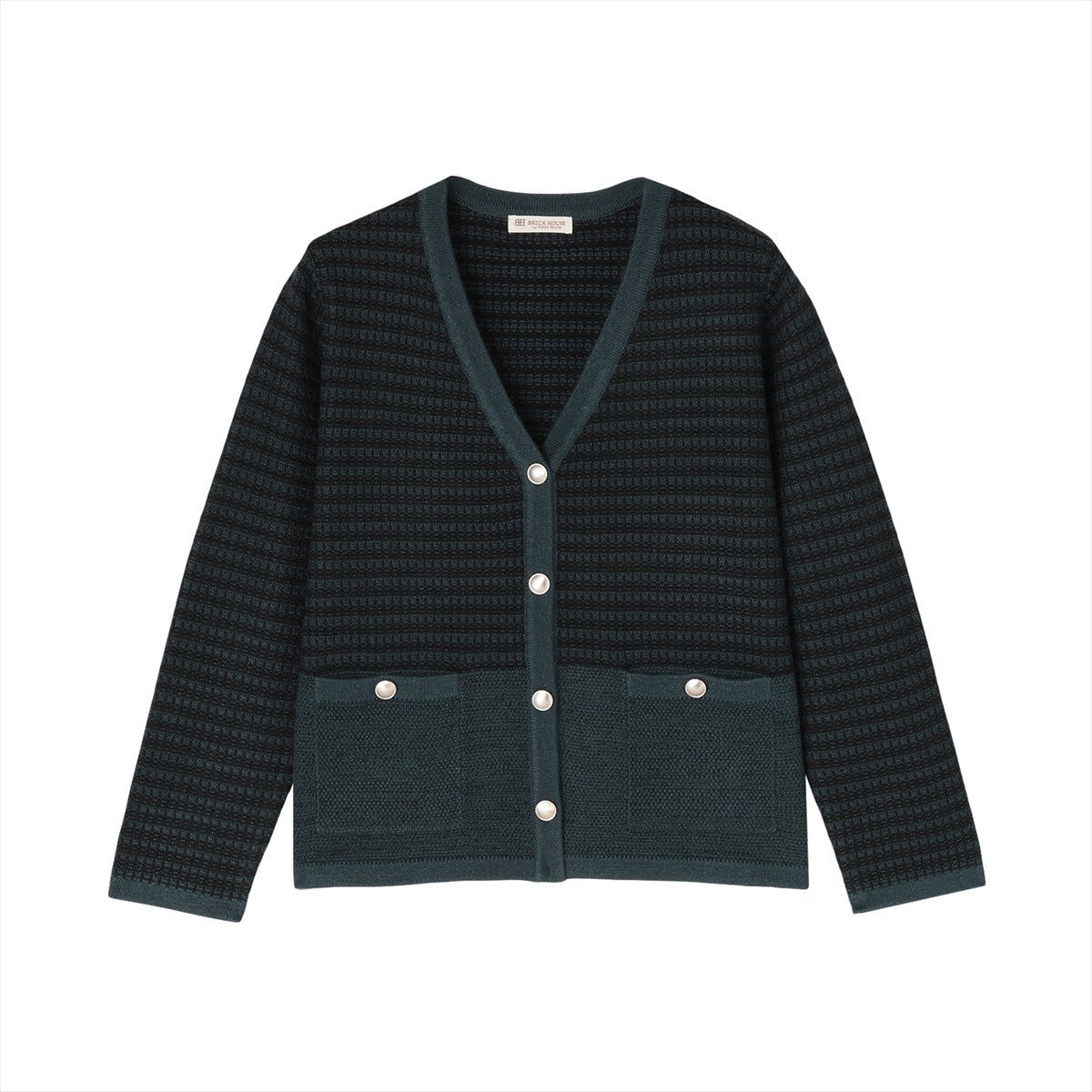 BRICK HOUSE by Tokyo Shirts アウター ツイード風 Vネック ジャケット レディース BL13K100DE10V00-20 トーキョーシャツ ジャケット・アウター ノーカラージャケット ネイビー【送料無料】