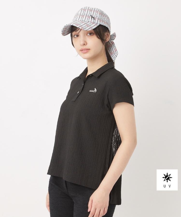 【UVケア】バックシアー半袖ポロシャツ アダバット トップス ポロシャツ ホワイト ブラック